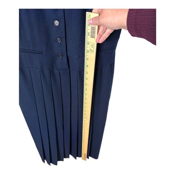 Vintage Chelsea Cambell Navy Wool Blend Midi Dress - Size 8 - Picture 6 of 7